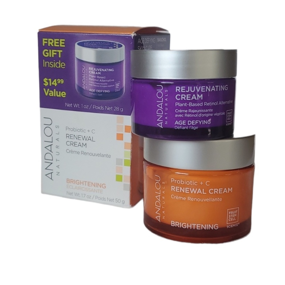 Andalou Naturals Brightening Probiotic + C Renewal Cream,1.7 Fl Oz